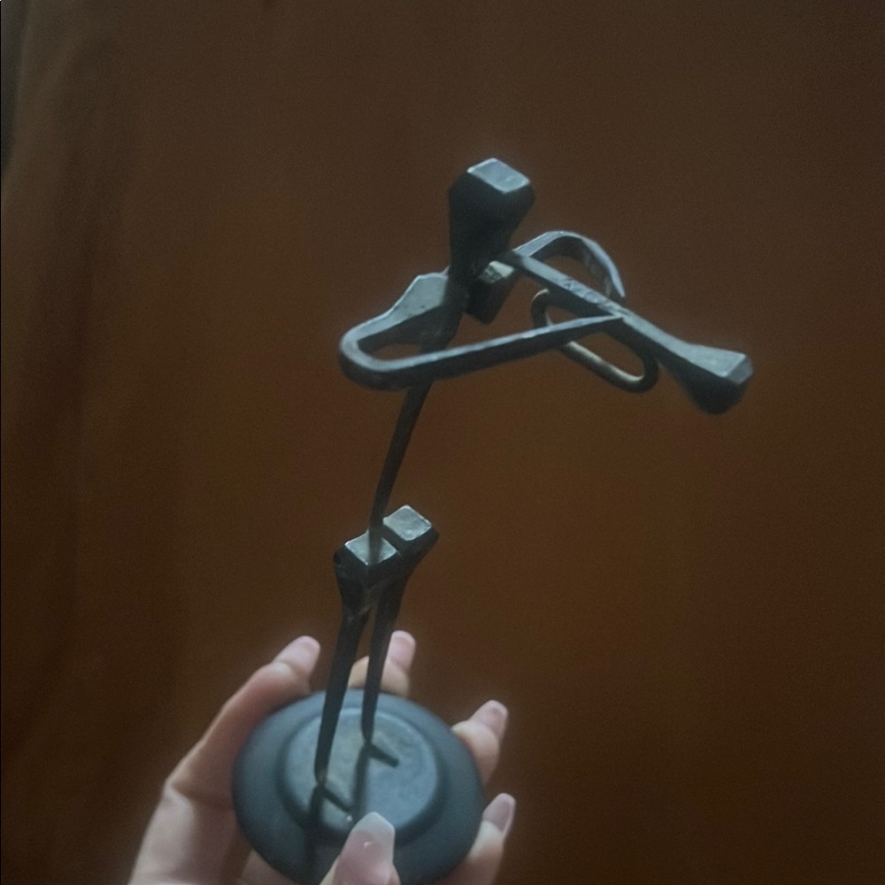 Vintage mid century ‘nail art’ sculpture of trumpet player.